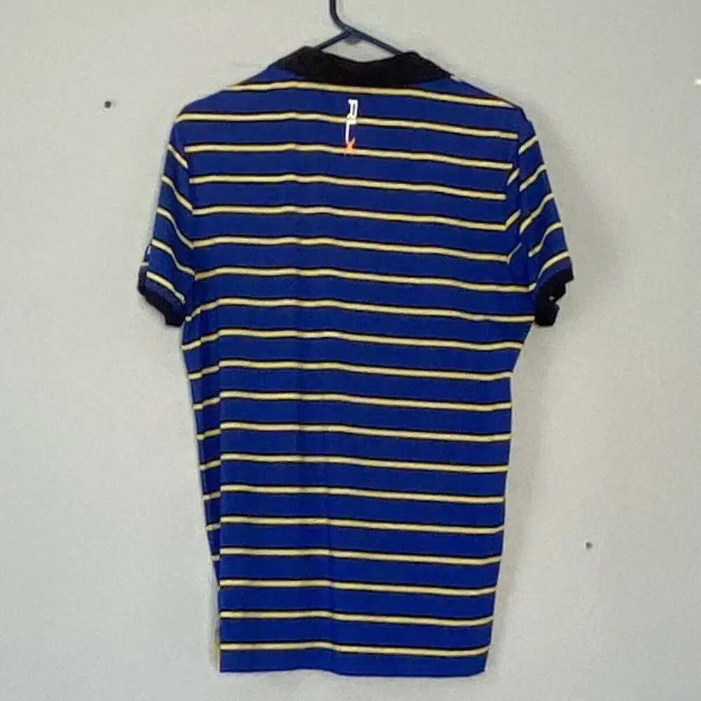 Ralph Lauren RLX Polo Shirt Size Medium Blue Yellow Stripe Isleworth Golf Club